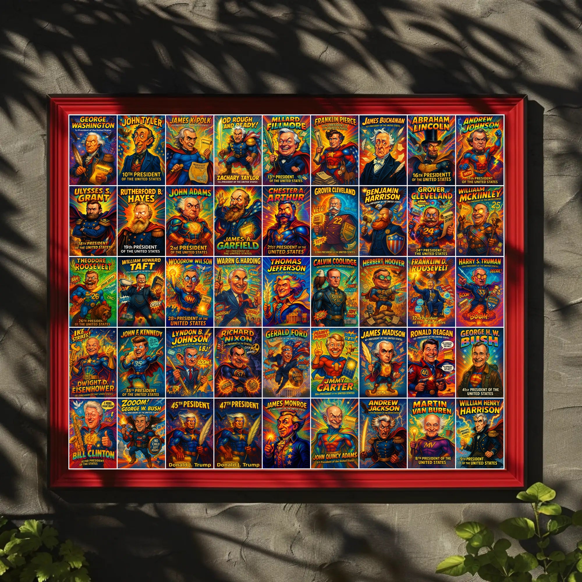 The Presidential Chronicles 45 Presidents Comic Style Poster PosterGoat