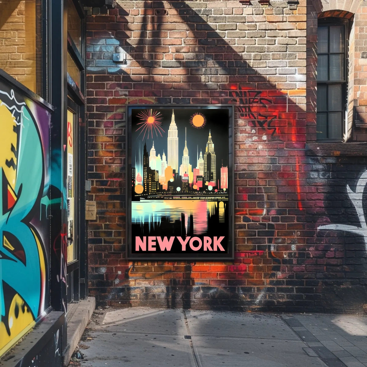 New York City Skyline Poster Retro Art Deco Wall Art