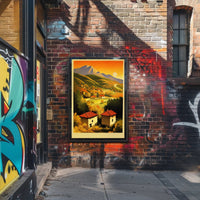 Serene Mountain Landscape at Sunset Poster