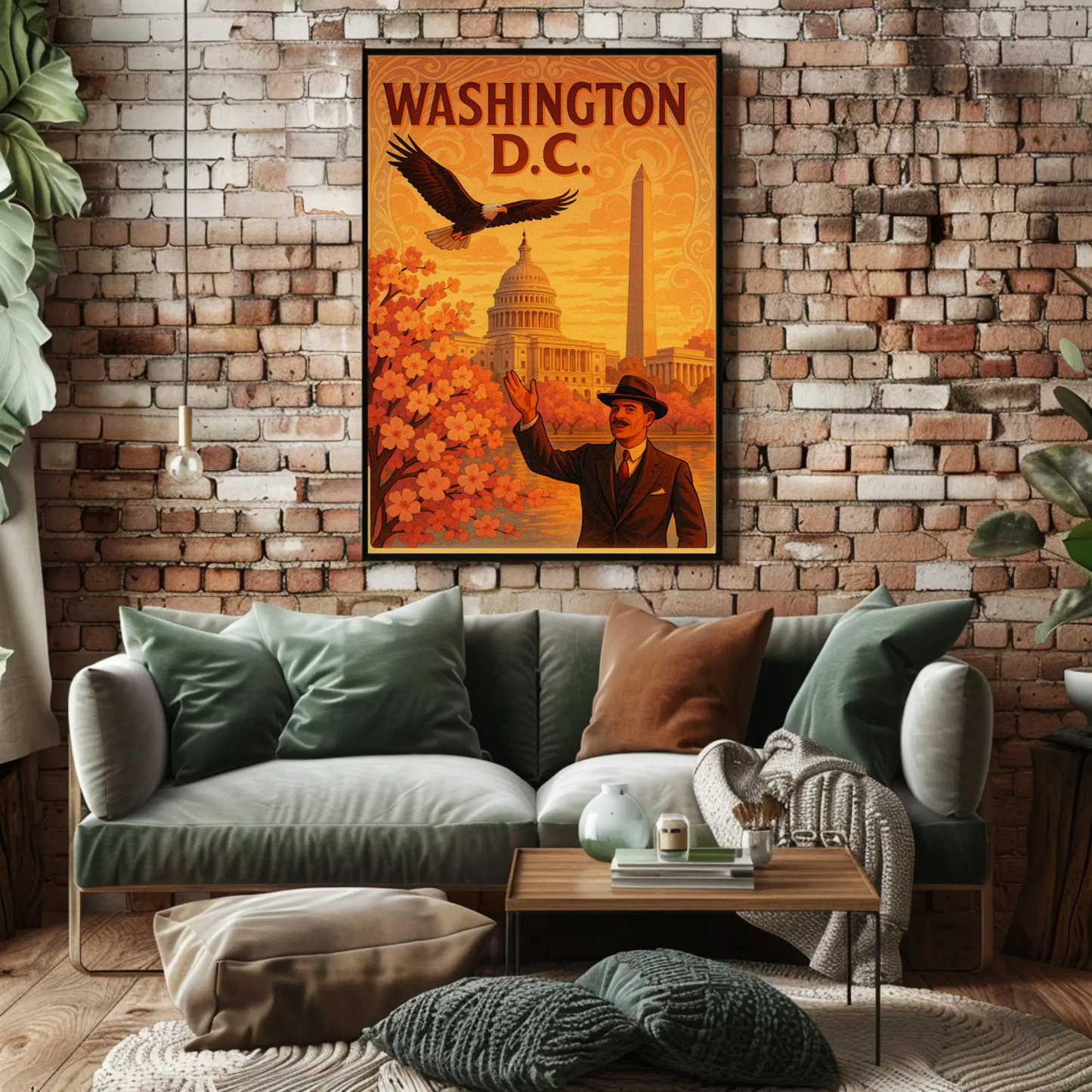 Washington DC Cherry Blossoms Capitol Eagle Travel Poster
