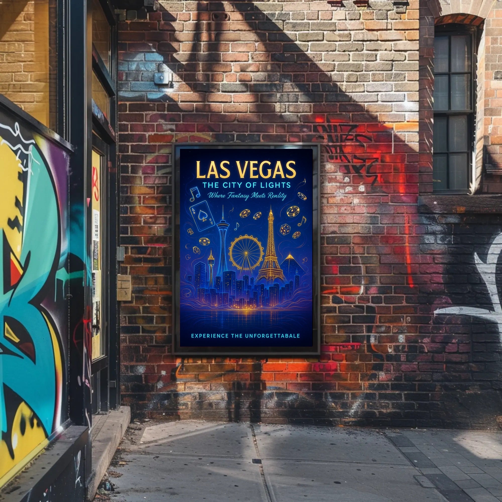 Las Vegas Neon Nightlife Urban Cityscape Poster