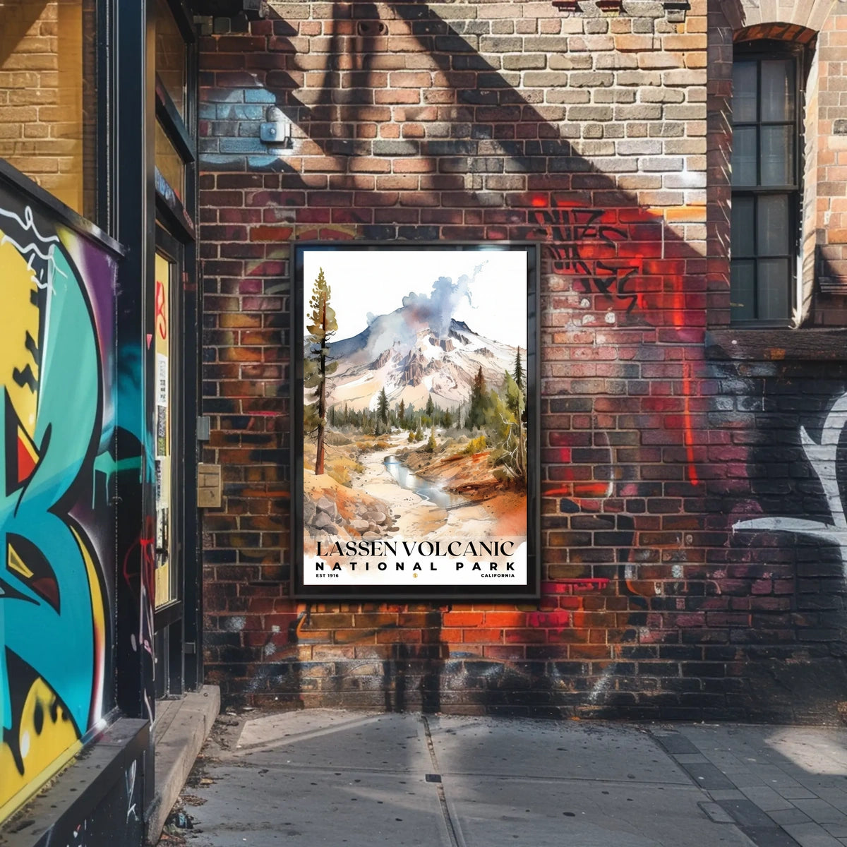 Lassen Volcanic Watercolor Wall Art Poster