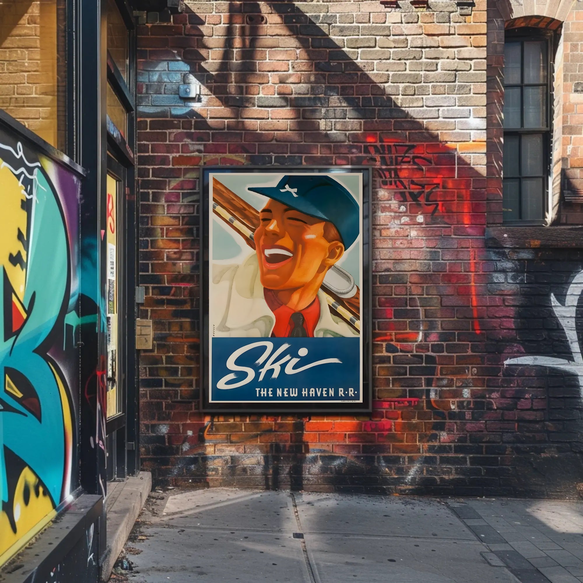 Vintage Ski and New Haven Travel Poster PosterGoat