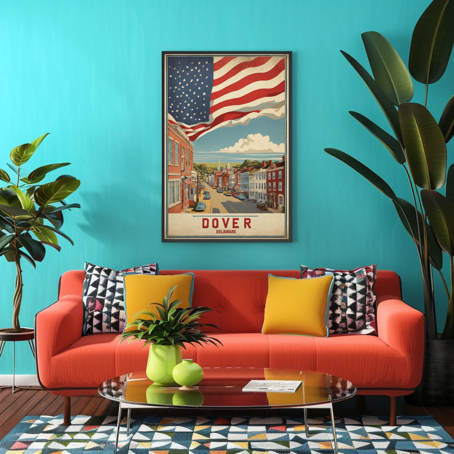 Dover Delaware Americana Main Street Vintage Travel Poster