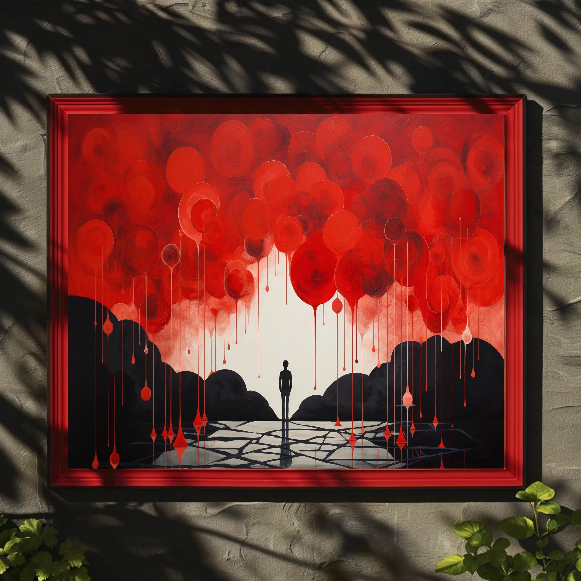 Surreal Silhouette in Red and Black Abstract or Artistic Poster