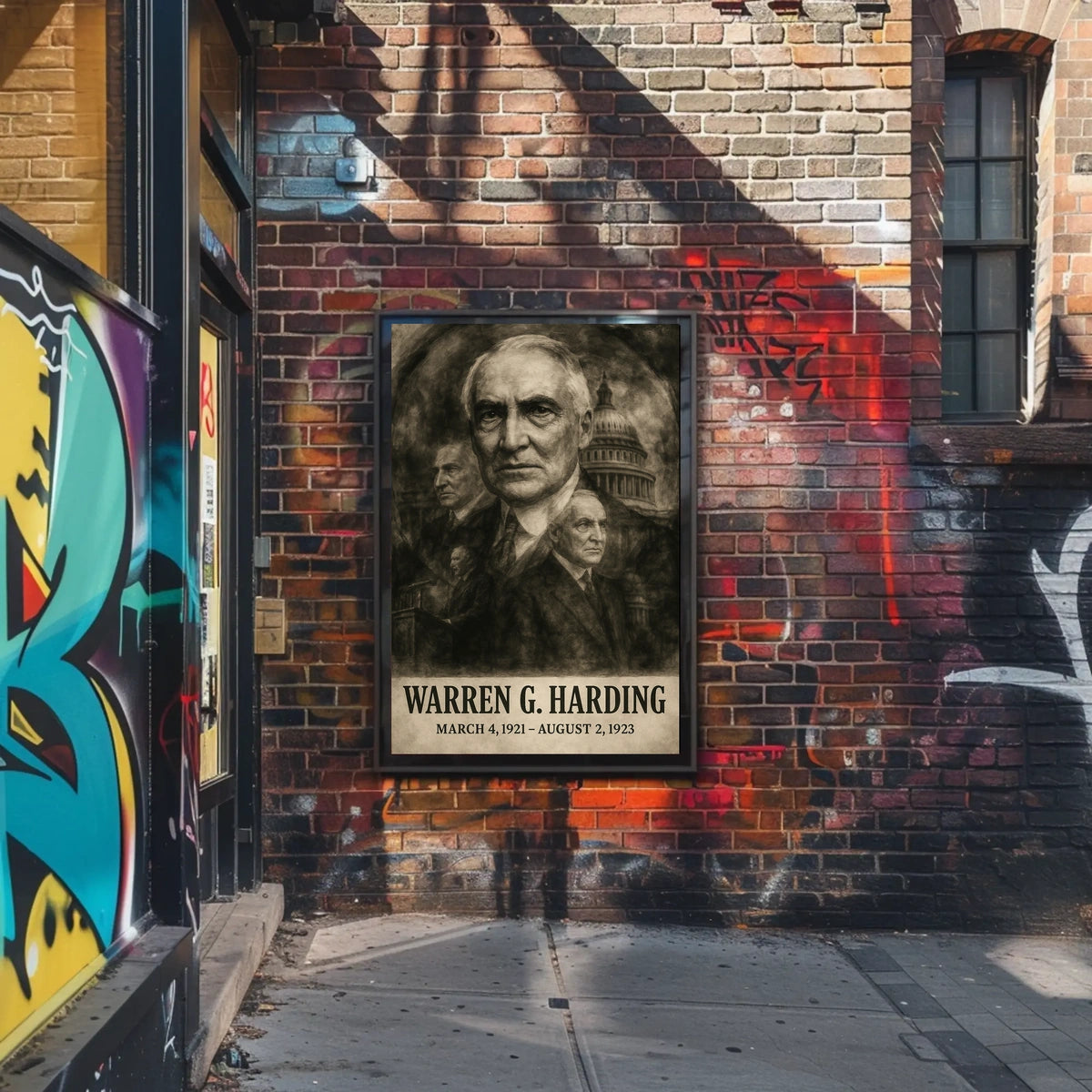 Warren G. Harding 29th President of the United States Double Exposure Poster