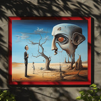 Surreal Dreamscape with Mechanical Head - Artistic Poster