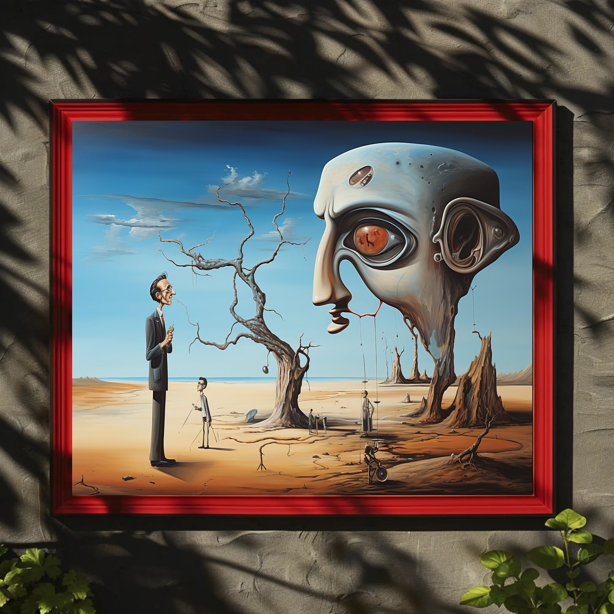 Surreal Dreamscape with Mechanical Head - Artistic Poster