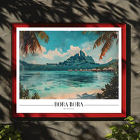 Bora Bora Vintage Travel Illustration Poster