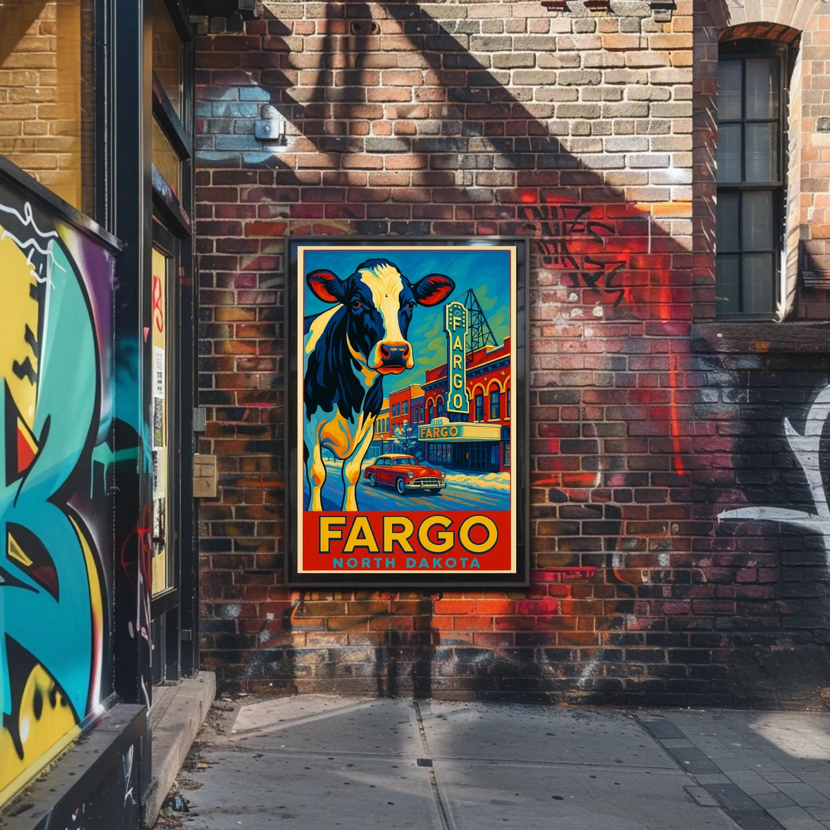 Fargo, North Dakota Vibrant Cityscape Poster