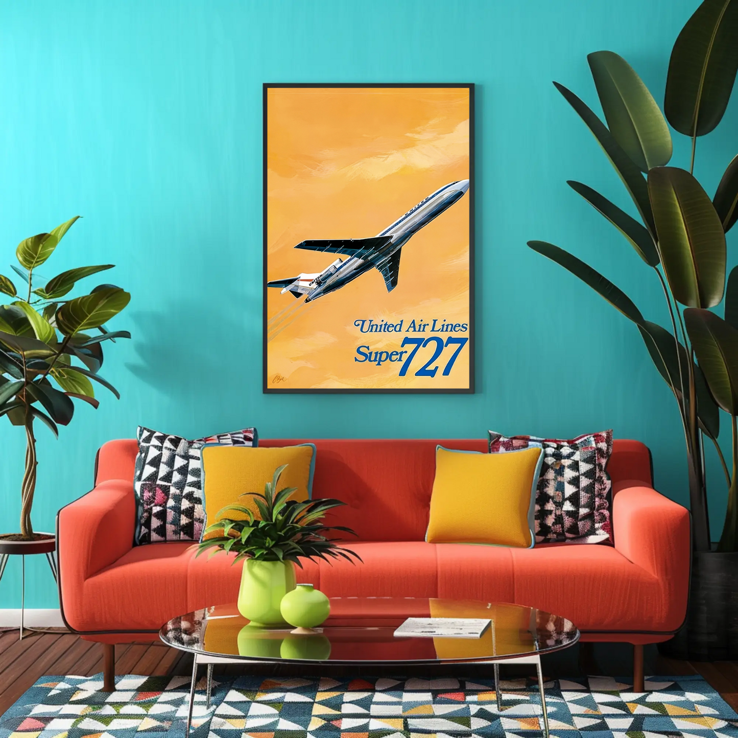 United Airlines Super 727 Vintage Poster