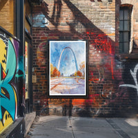 Gateway Arch in Autumn Poster PosterGoat