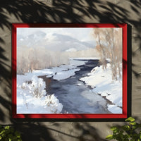 Winter River Landscape Poster