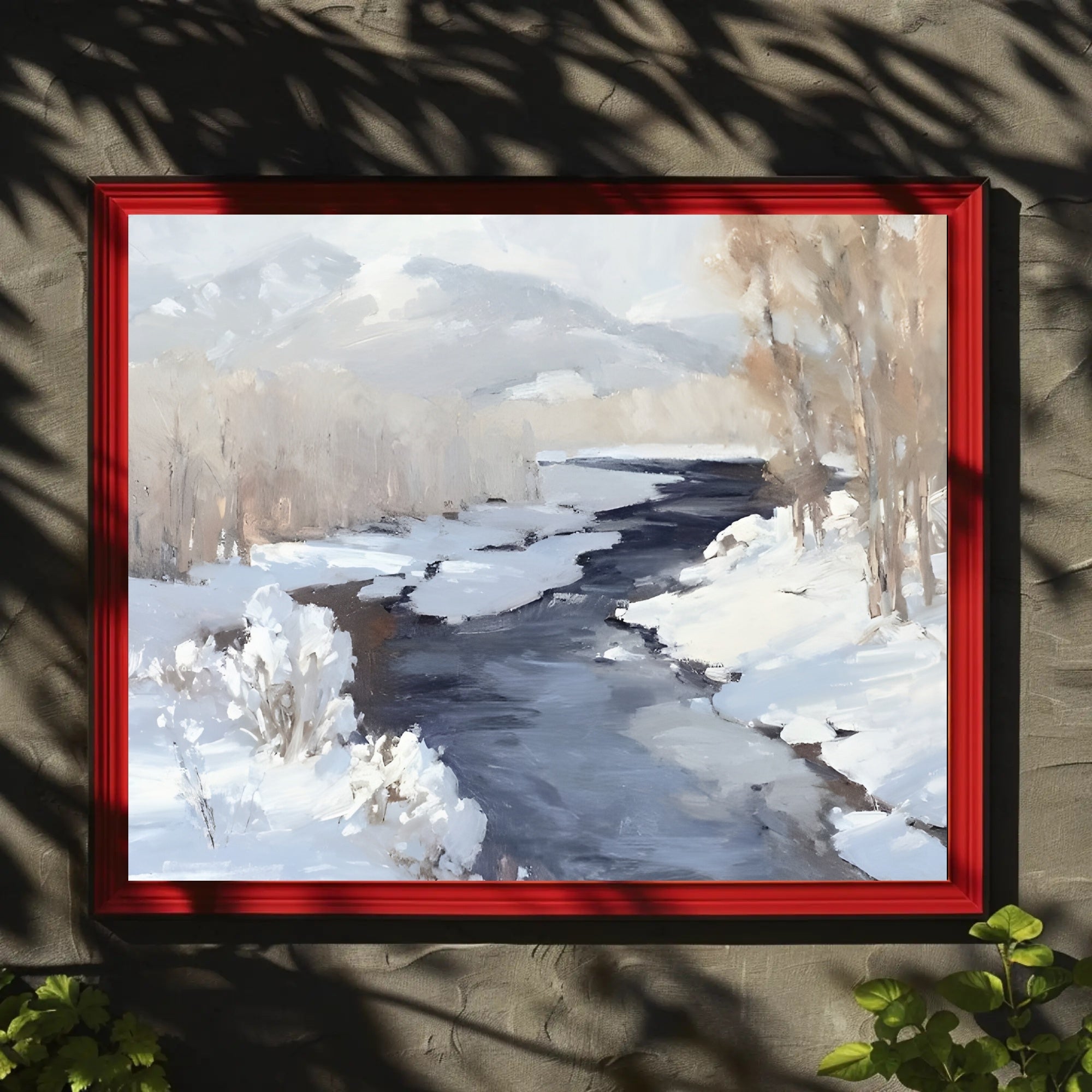 Winter River Landscape Poster