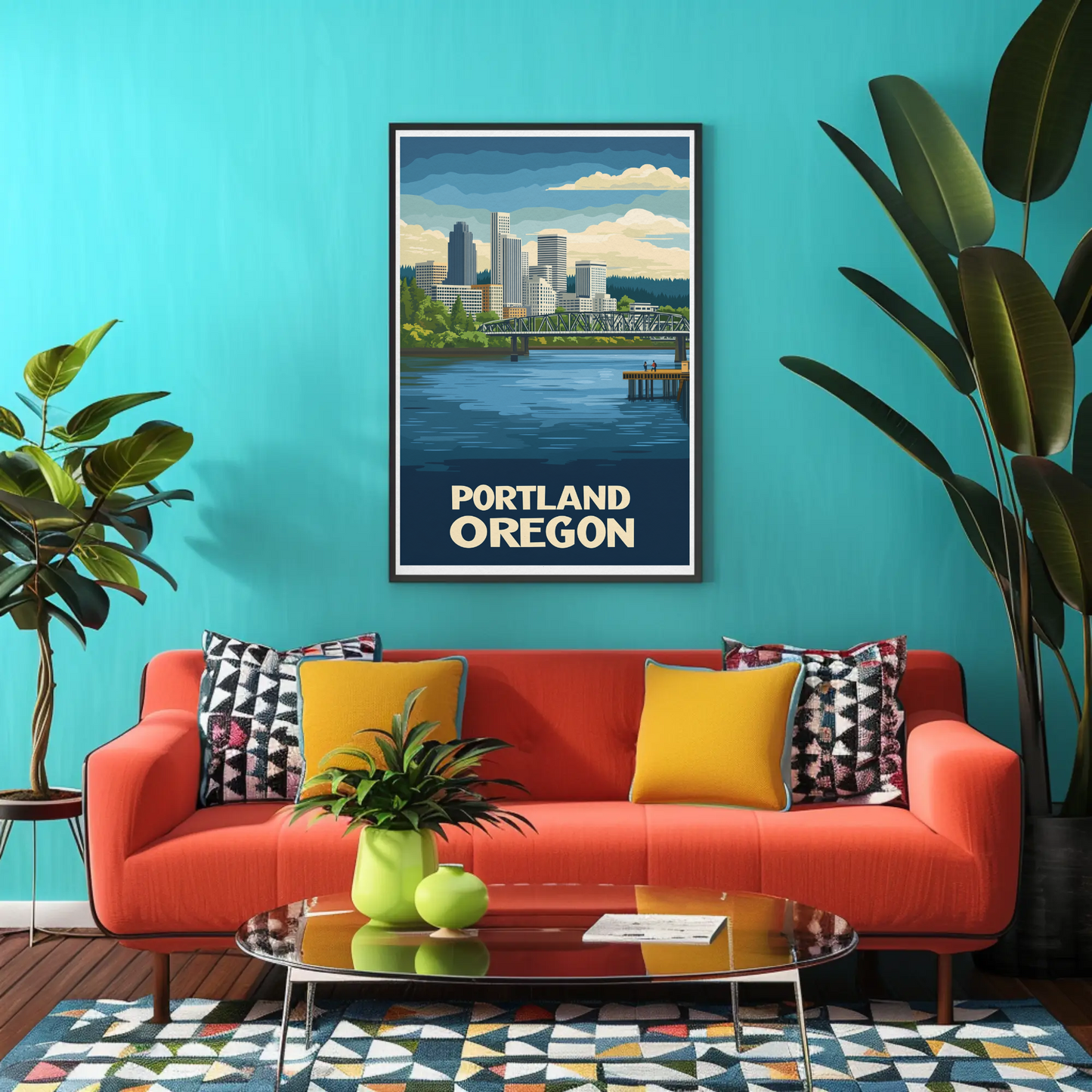 Vintage Travel Poster - Portland Oregon Riverfront