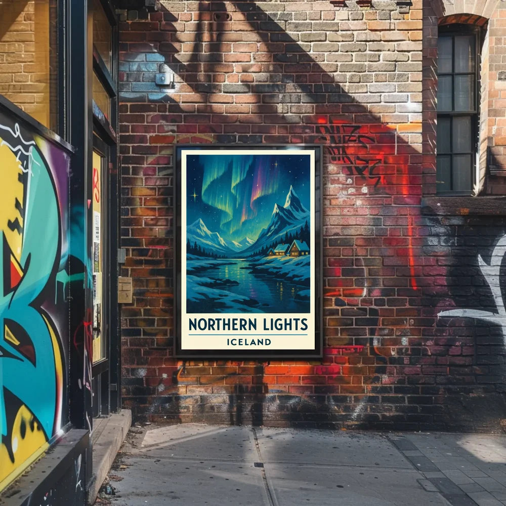 Northern Lights Over Iceland Winter Travel Poster PosterGoat