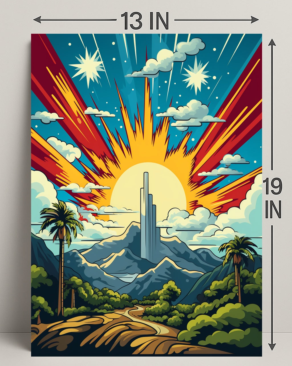 Celestial Sunrise Over Mountains Poster