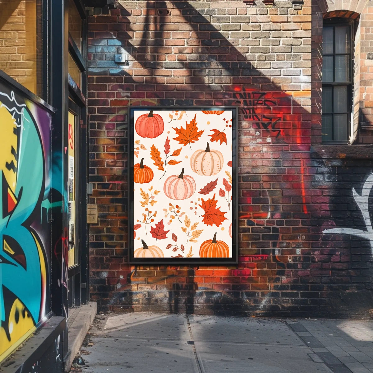 Autumn Harvest Fall Pumpkins Leaves Poster