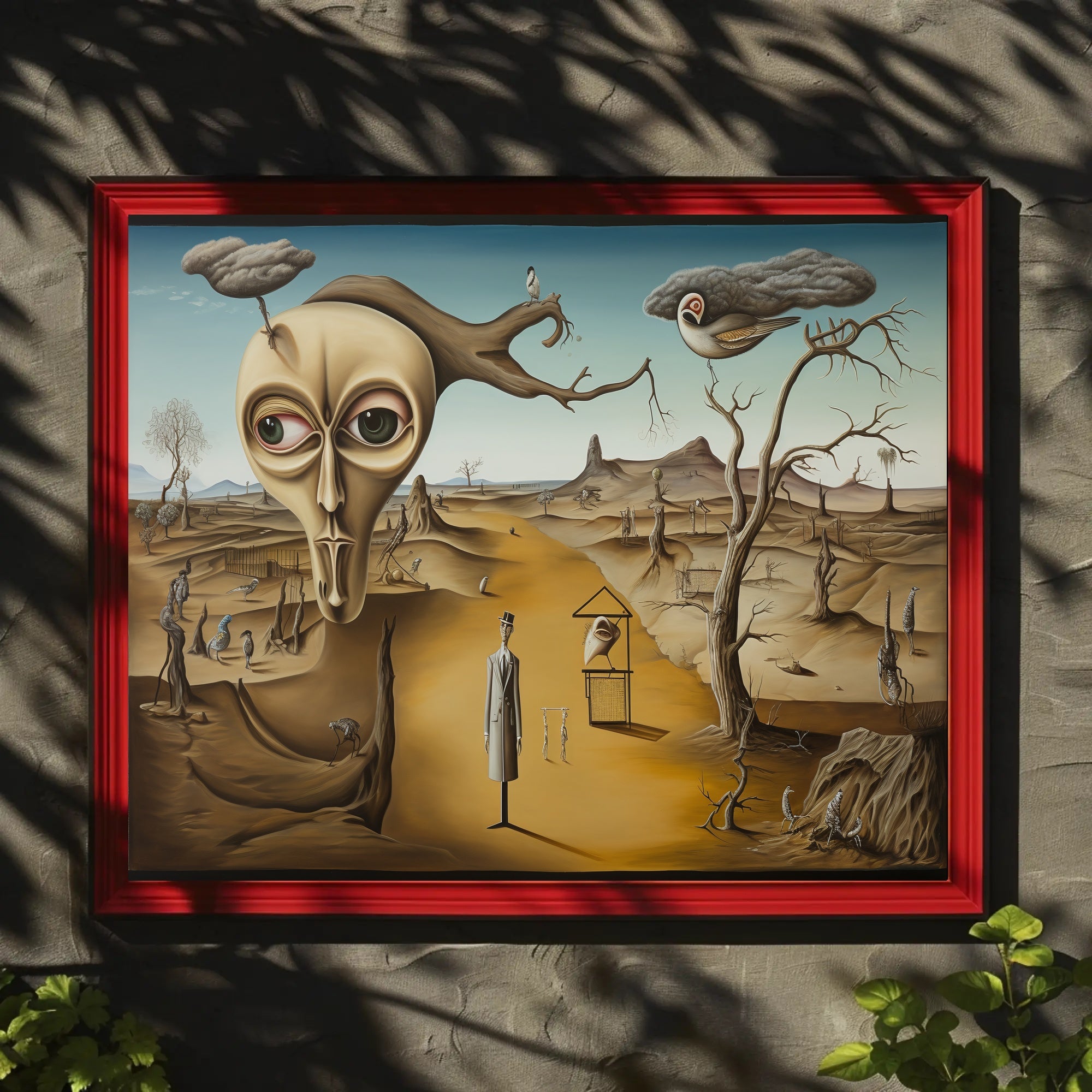 Surreal Head with Tree in Dreamlike Artistic Poster