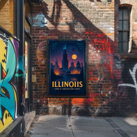 Illinois Land of Lincoln and Lakes Poster