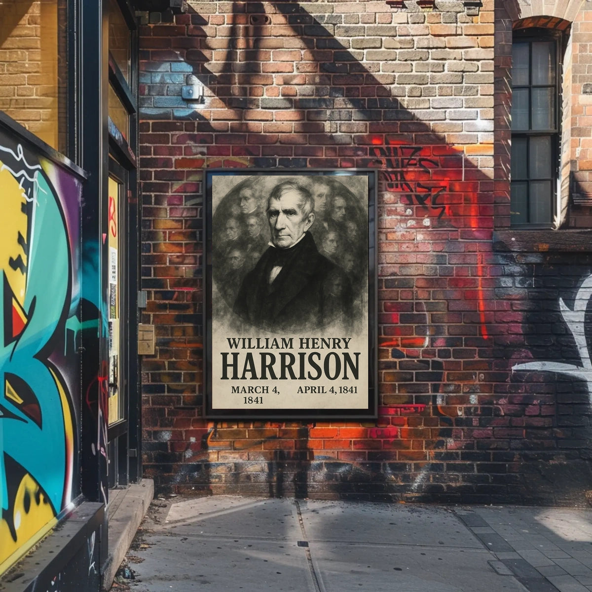 William Henry Harrison 9th President of the United States Double Exposure Poster