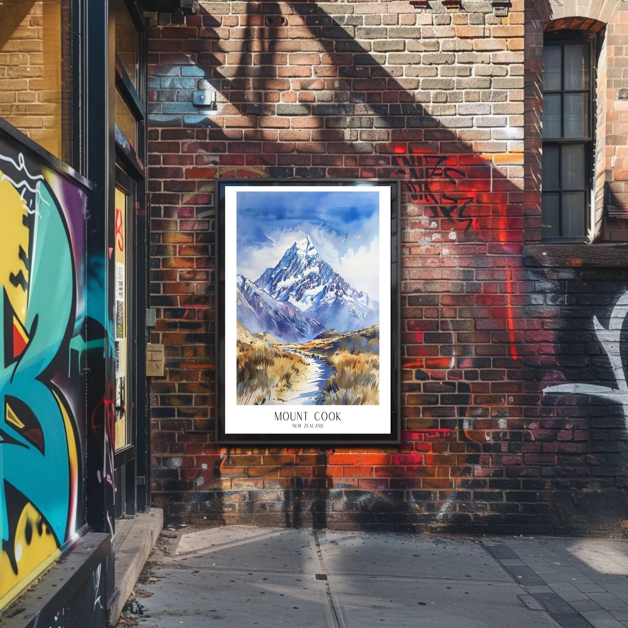 Mount Cook Watercolor Travel Poster PosterGoat