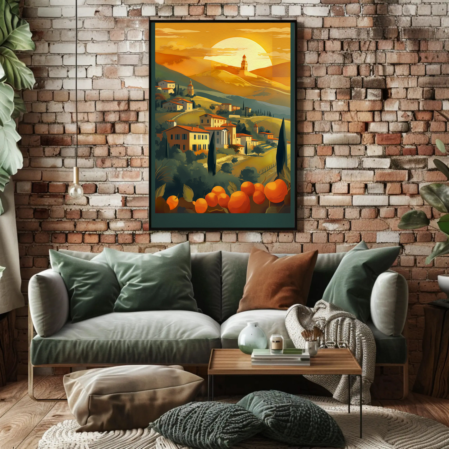 Tuscan Sunset Over Rolling Hillside Travel Poster