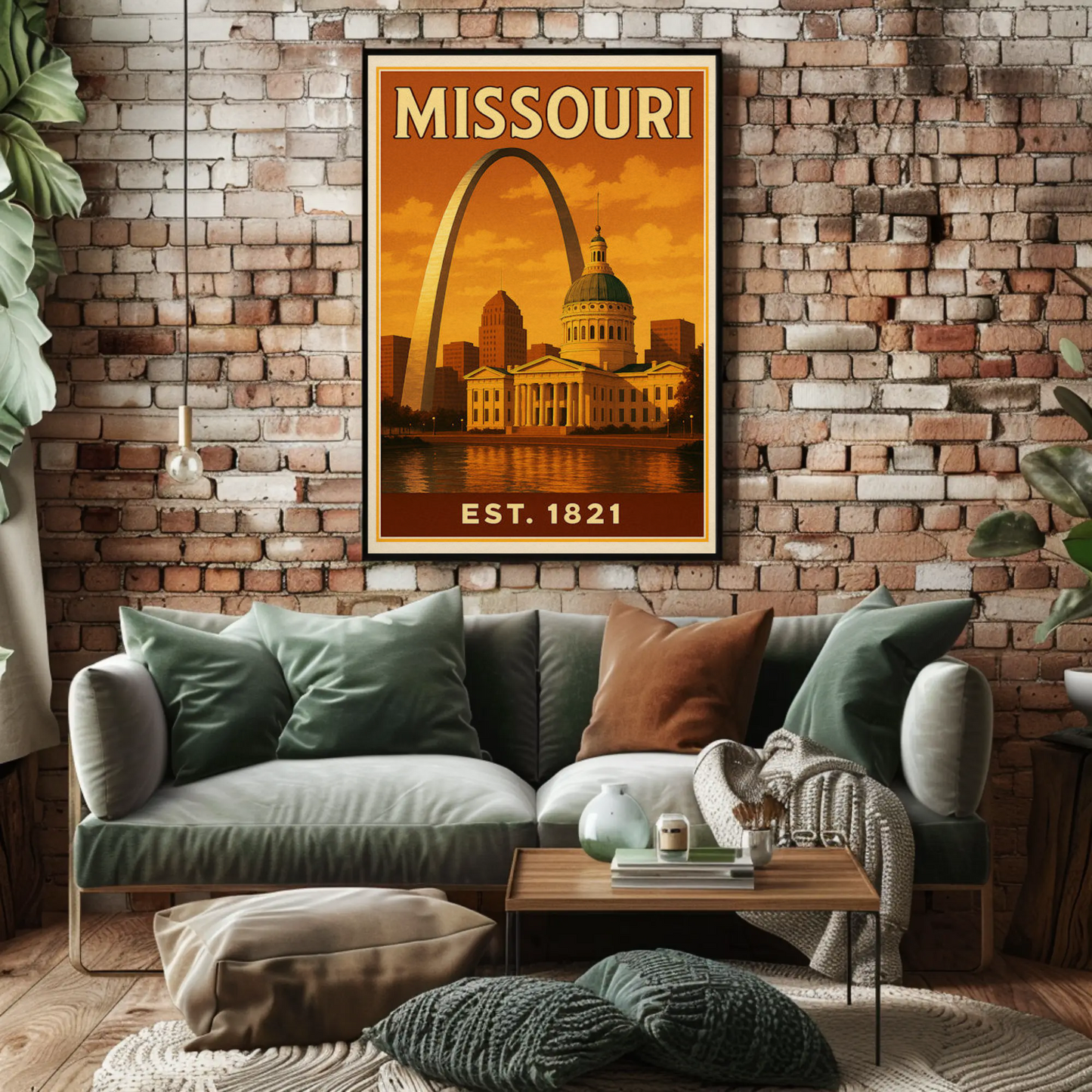Missouri Capitol Arch Sunset Skyline Poster Poster