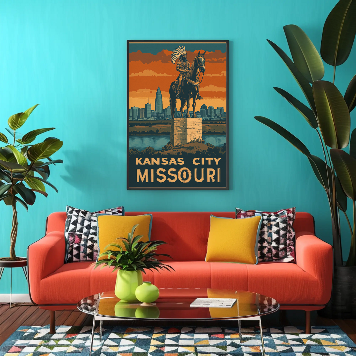 Kansas City Missouri Vintage Poster - Native Monument