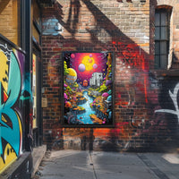 Futuristic Alien Landscape in Vibrant Colors Sci-Fi Poster