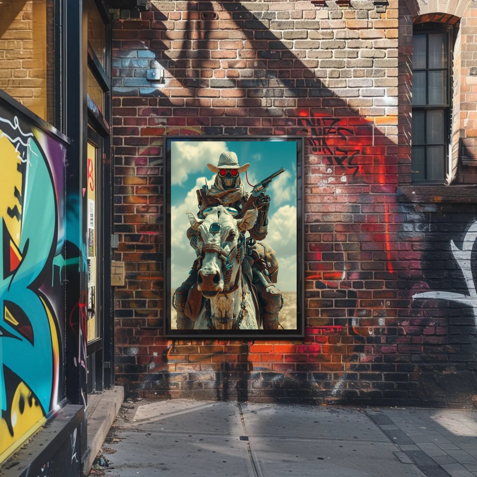 Cyberpunk Cowboy: Futuristic Western Art Print PosterGoat