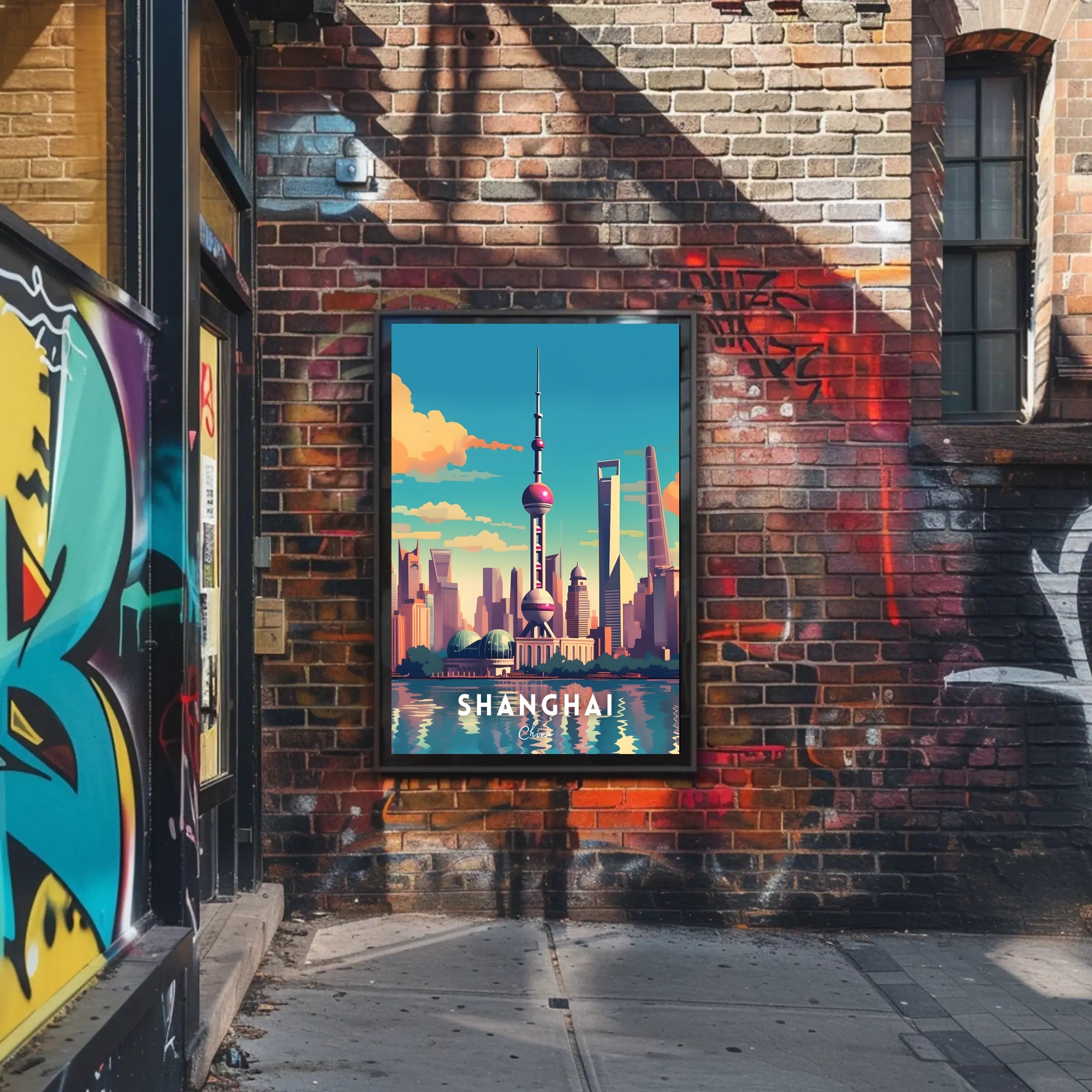 Shanghai Skyline Illustration Poster