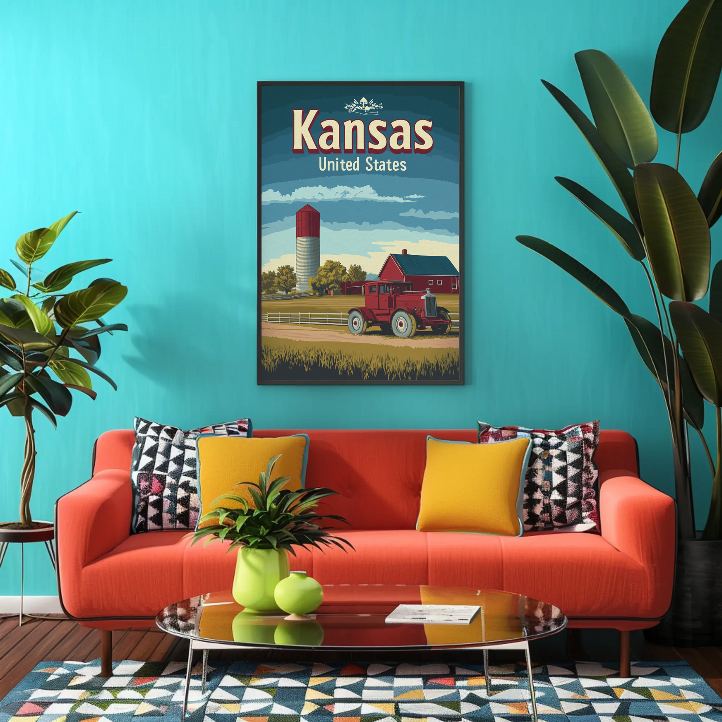 Kansas Farm Truck Vintage Poster