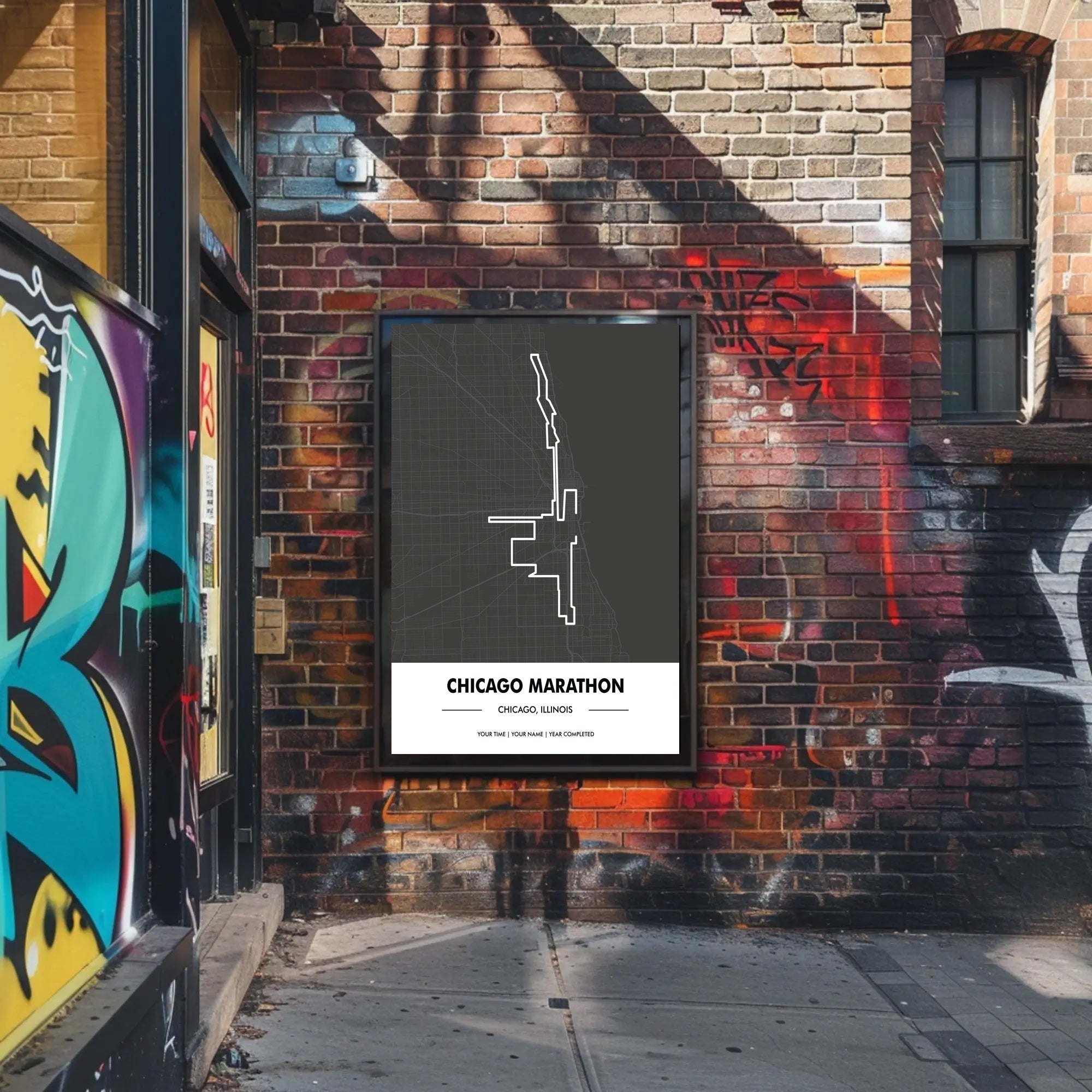 Chicago Marathon Route Modern Sports Poster