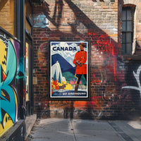 Vintage Canada Travel Poster with Mountie and Wildlife Travel Poster PosterGoat