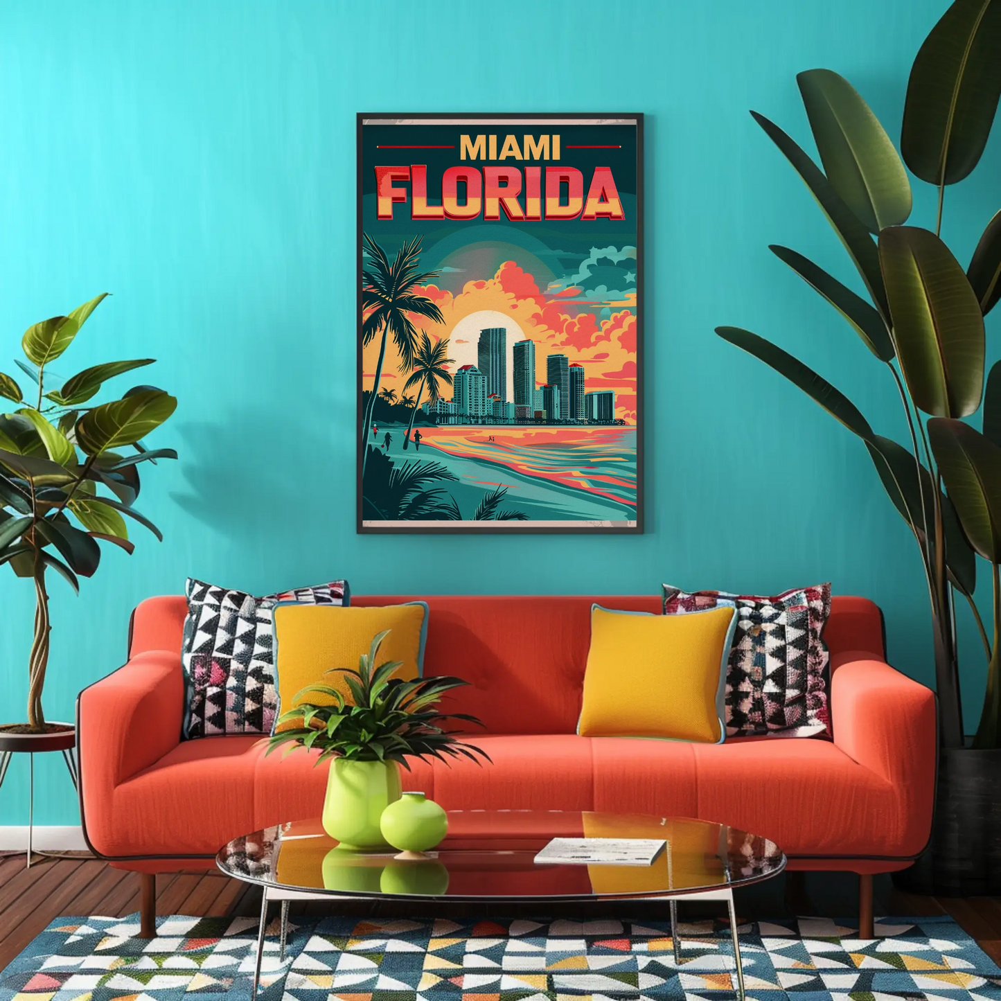 Miami Florida Sunset Vintage Poster