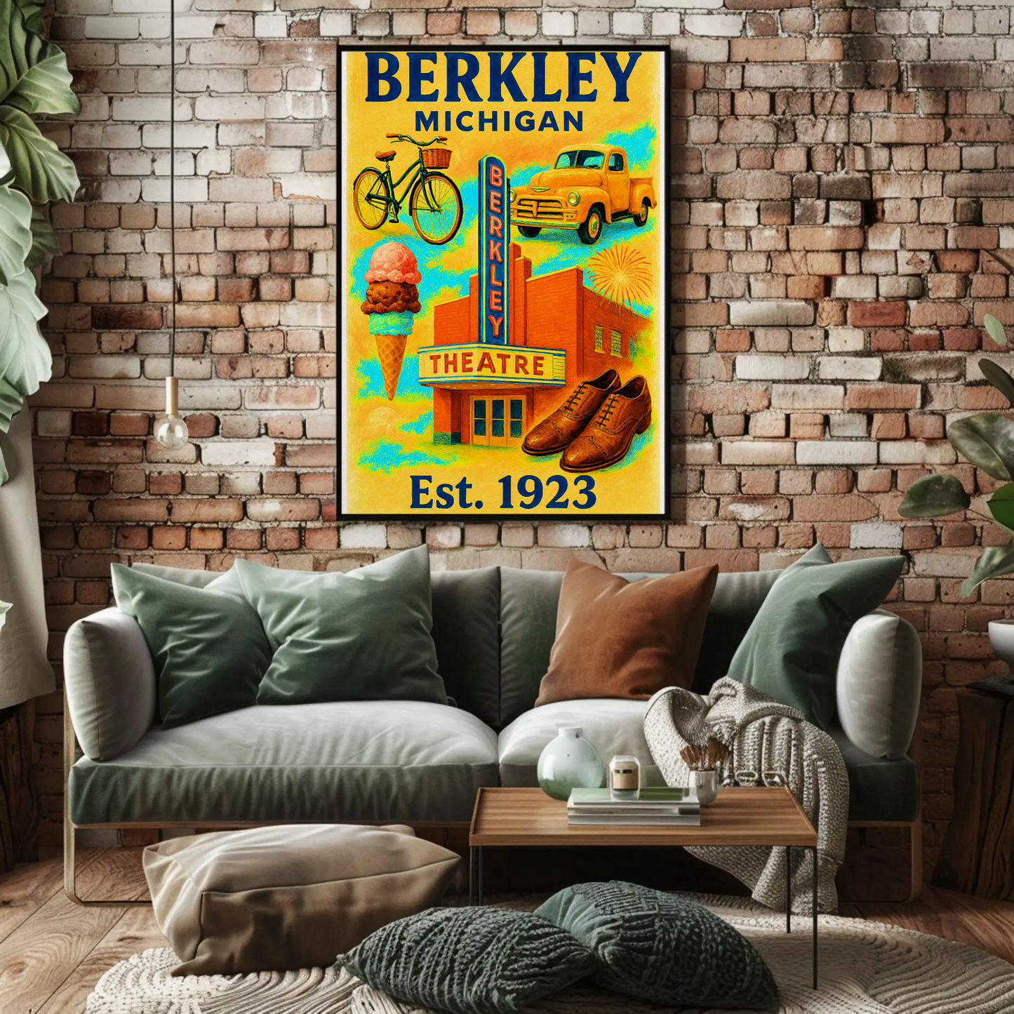 Berkley Michigan Wall Art Vintage Travel Poster