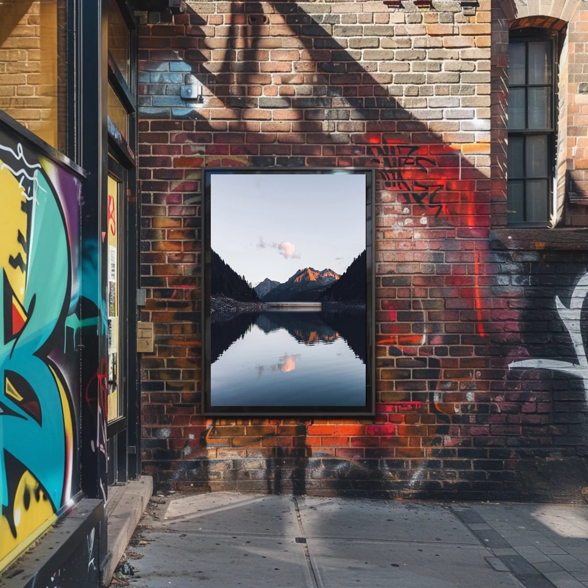 Serene Mountain Landscape at Dusk Photorealistic Poster