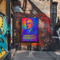 Franklin D. Roosevelt 32nd President of the United States Neon Gradient Overlay Poster