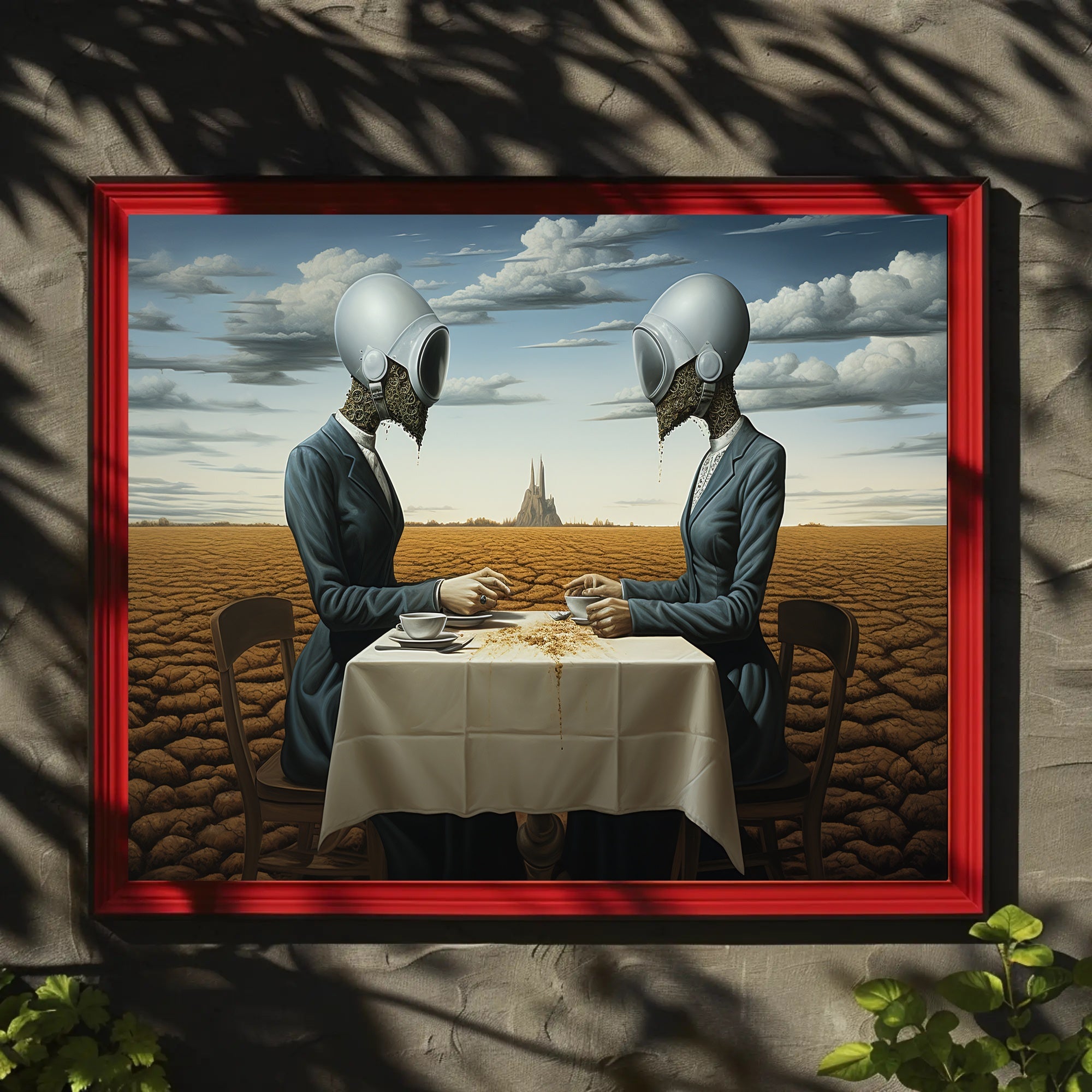 Surreal Tea Ceremony in Futuristic Sci-Fi Poster