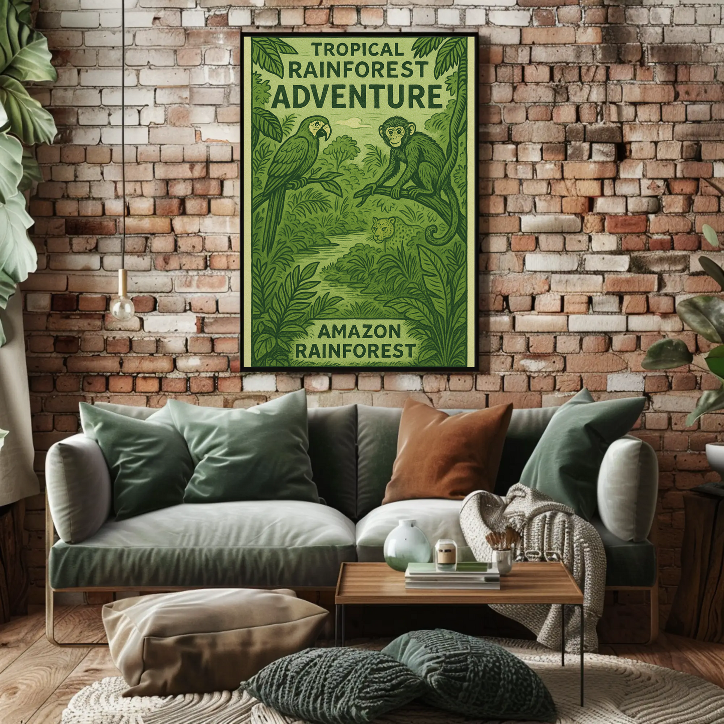 Amazon Rainforest Monkey Parrot Jungle Poster Poster