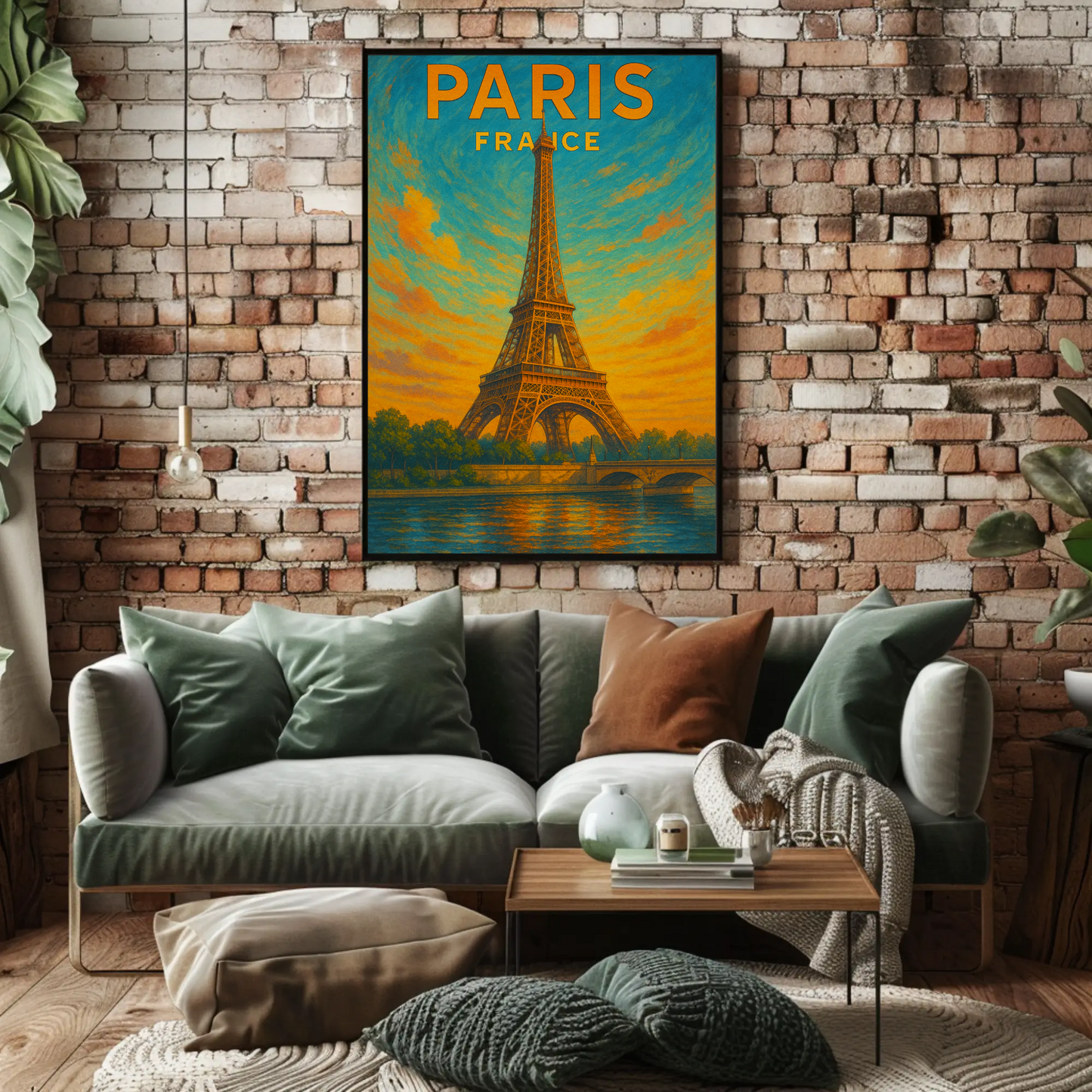 Paris Eiffel Sunset Travel Poster