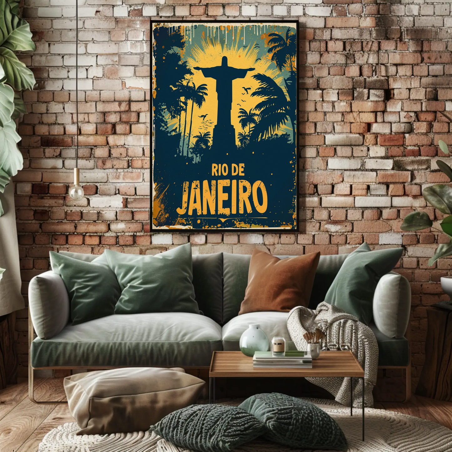 Rio De Janeiro Christ Statue Jungle Skyline Travel Poster