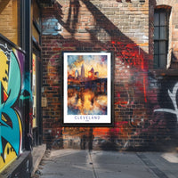 Cleveland Skyline at Sunset Poster PosterGoat
