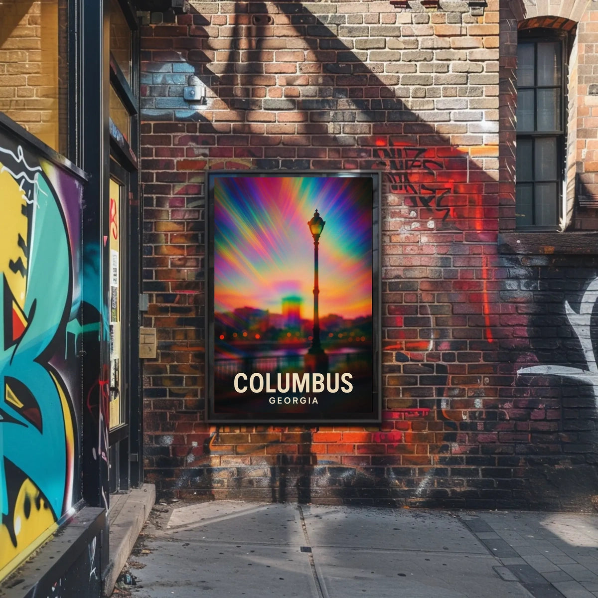 Columbus Georgia Vibrant View Travel Cityscape Impressionism Digital Painting Decor Poster