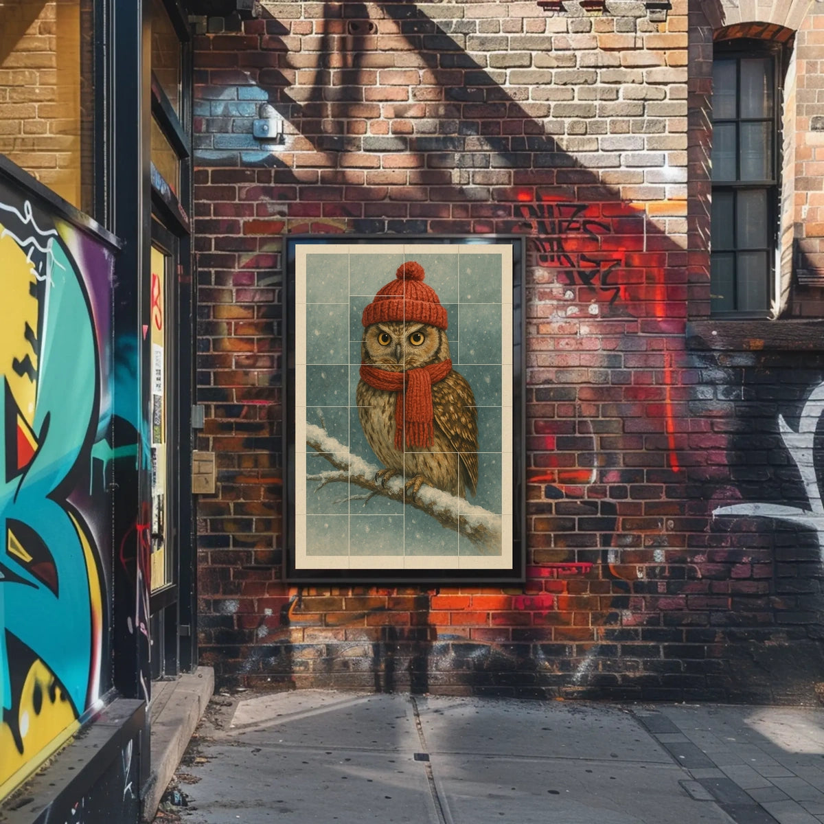 Winter Owl In Red Poster