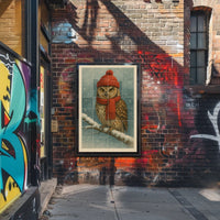 Winter Owl In Red Poster