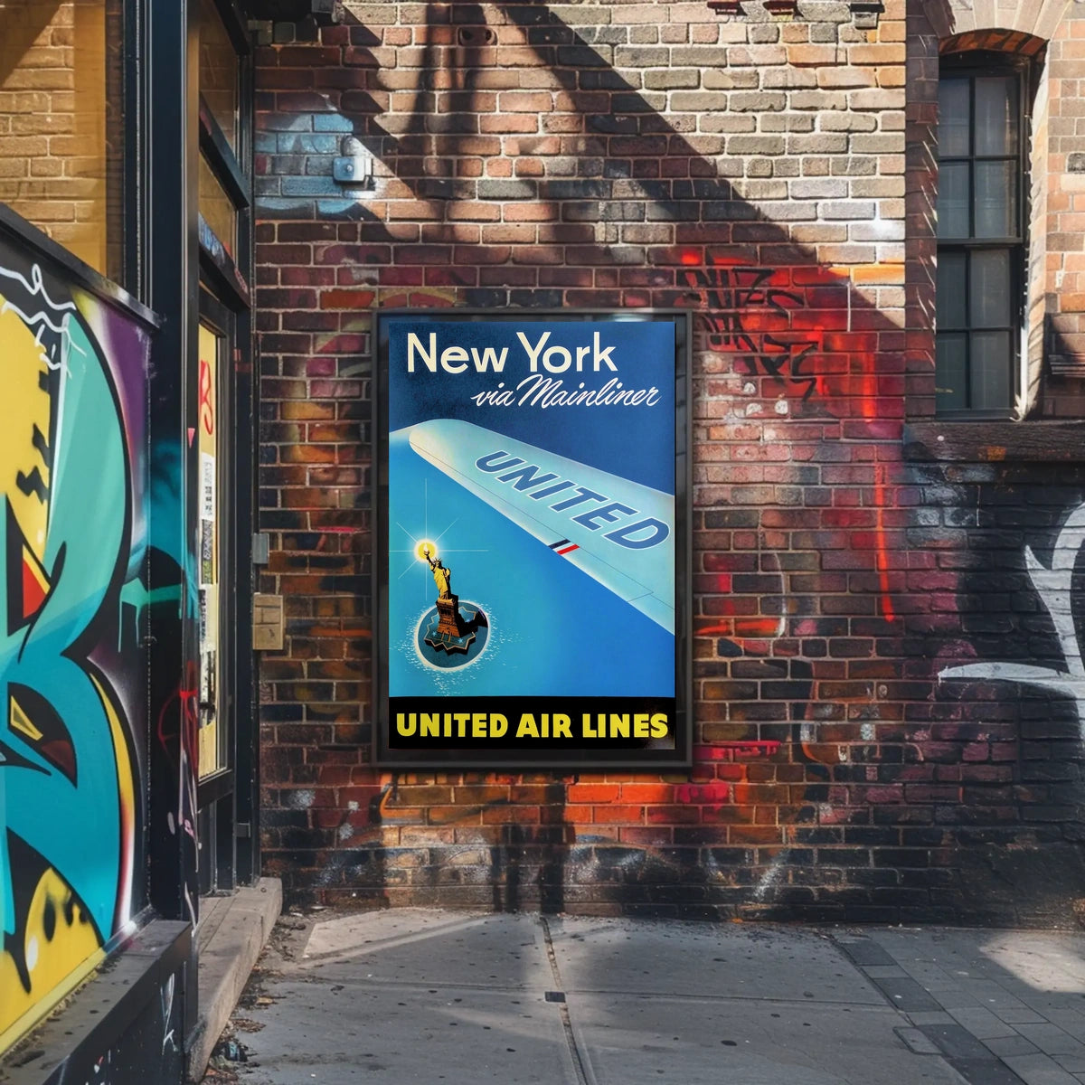 United Air Lines Travel New York Poster Vintage Wall Art