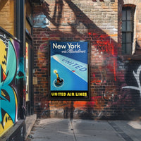 United Air Lines Travel New York Poster Vintage Wall Art