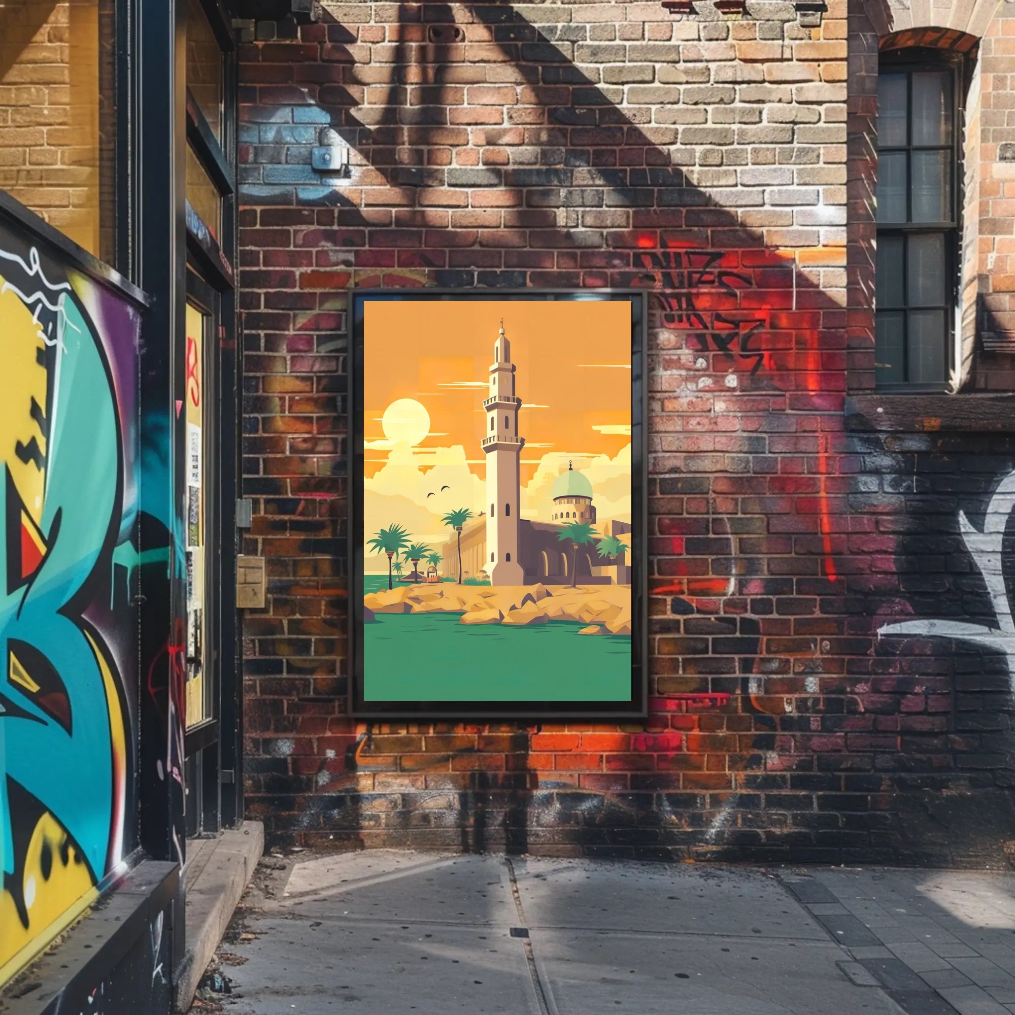 Tranquil Coastal Mosque Poster